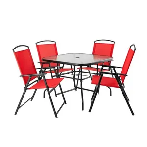 Conjunto De Mesa E Cadeiras 5 Peças Para Jardim Albany Lane 8656 Vermelho (MP)
