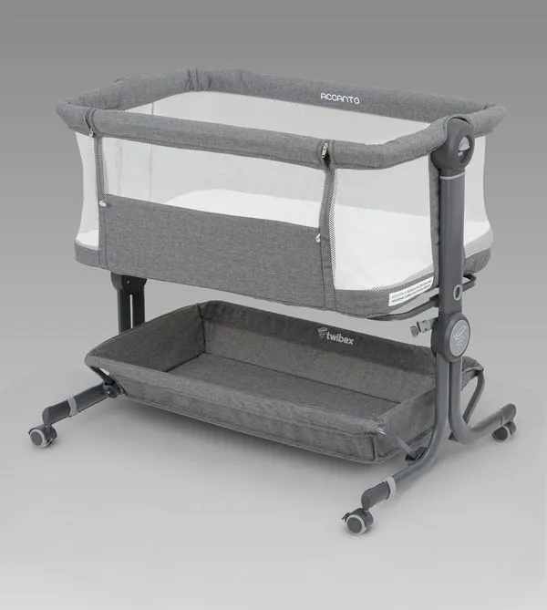 Berço Acoplado Lado a Lado Co-Bed Accanto Twibex Soft Graphite