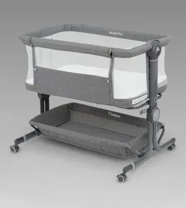 Berço Acoplado Lado a Lado Co-Bed Accanto Twibex Soft Graphite