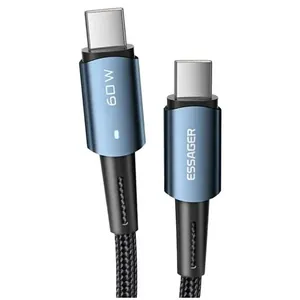 Cabo Essager USB-C para USB-C 2.0M Nylon 60W Azul EXCTT2-CGA03