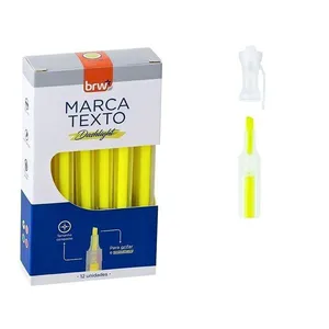 2 Caixas Marca Texto Fluorescente Transparente 12 Unidades Brw Amarelo