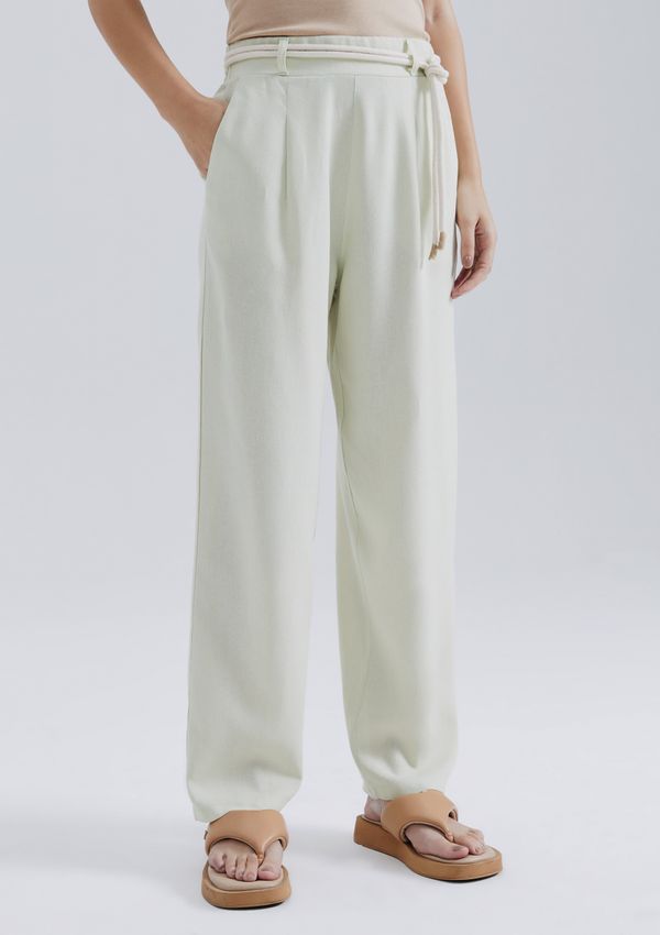Calça Feminina Carrot Cintura Alta Em Viscolinho - Verde XP