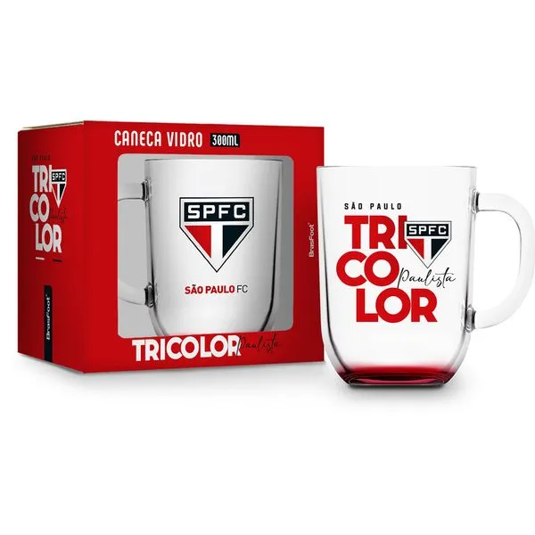 Caneca Toronto São Paulo Vidro 300ml 14538 - Brasfoot