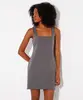 vestido curto com bolsos mindset cinza G
