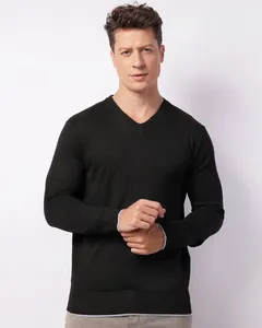 Suéter Masculino Tricô Gola V Preto P