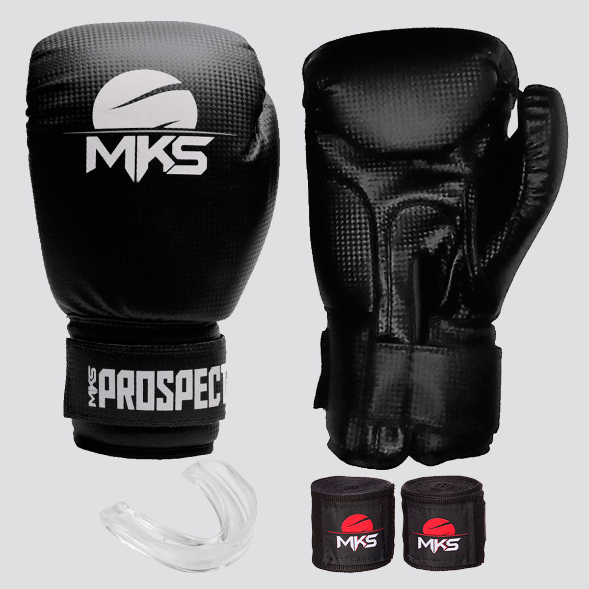 Kit de Luva de Boxe com Bandagem e Bucal MKS Prosp