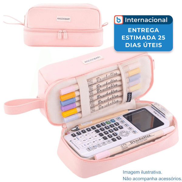 Estojo com 2 Compartimentos Angoobaby Rosa A-MBI