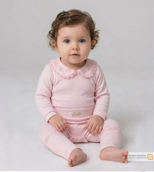 Conjunto Body Borboletas Rosa Rosa - M
