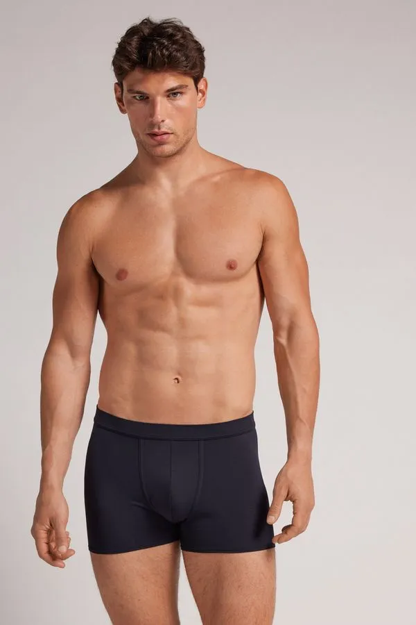 Cueca Boxer Em Microfibra - Azul P