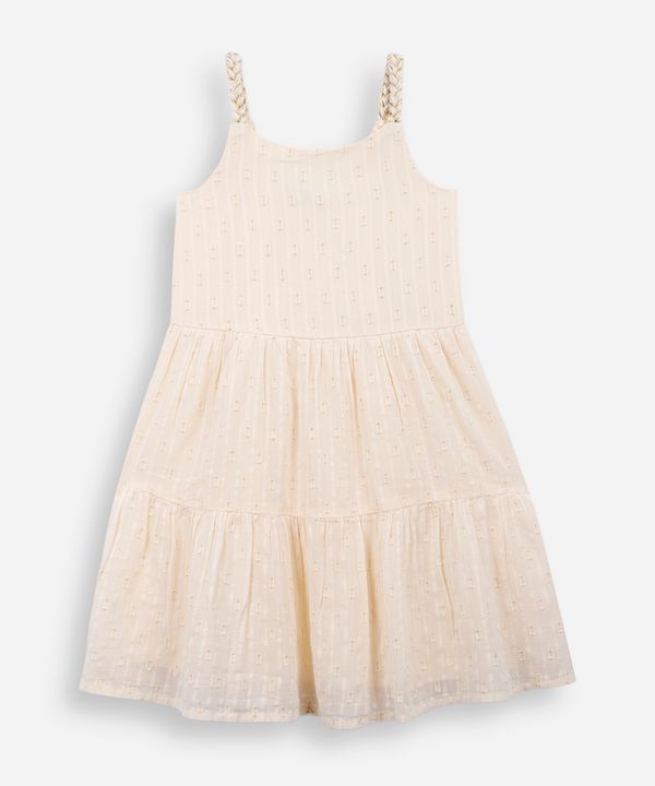 vestido infantil com alça trançada bege 6