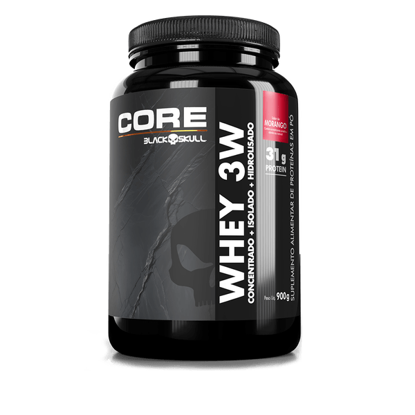 Whey 3W Core (WPC, WPI E WPH) - Pote 900g - Black Skull Whey 3W Core - Morango - 900g