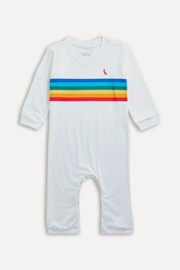 Macacao Bb Ml Listrado California Branco - M