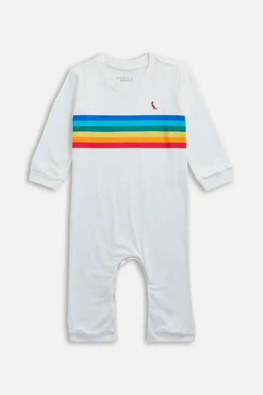 Macacao Bb Ml Listrado California Branco - 1