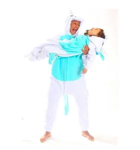 Pijama Unicórnio Infantil E Adulto Macacão Kigurumi Cosplay M / Branco