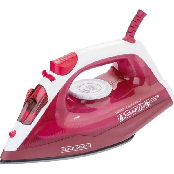 Ferro de Passar a Vapor Black + Decker Luxx 1200W Base Antiaderente Pink 220V Ferro a Vapor Black + Decker Luxx Pink 1200W com Base Antiaderente Rosa 220V
