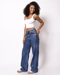 Calça Jeans Wide Leg Feminina Biotipo Azul 42