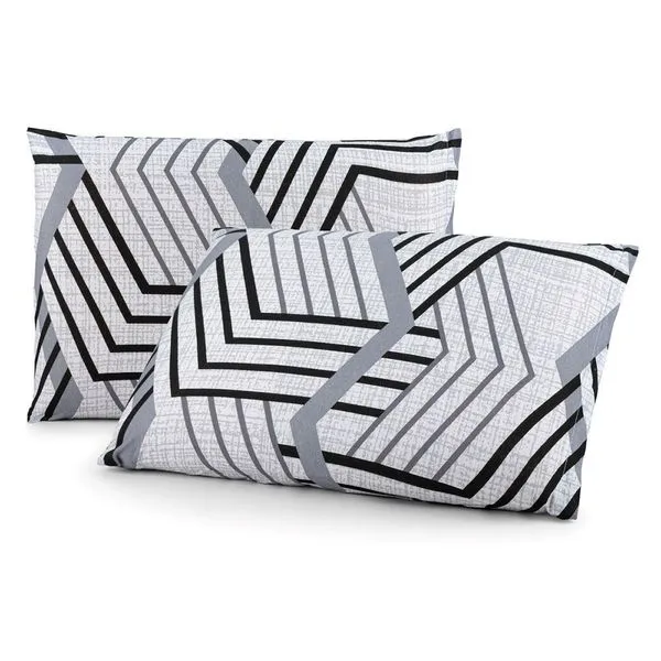 Par de Fronhas Luar Estampado Malha 100% Algodão 50x70 2 Peças Geométrico Cinza Clara Luz Decora Par de Fronhas Luar Malha 100% Algodão 50x70 2 Peças Geométrico Cinza Clara Luz Decora