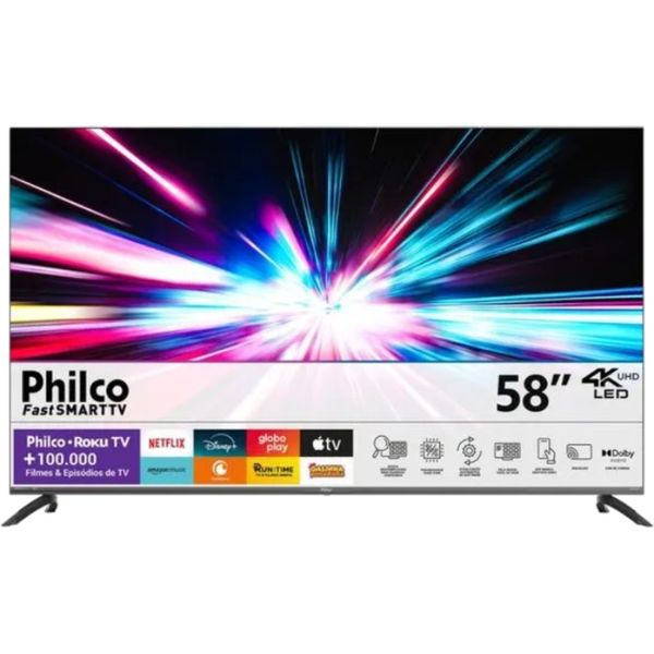 Smart TV 58" Philco LED 4K Google TV Wi-Fi Bluetooth HDR10 Dolby Audio Google Assistente