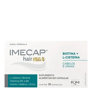 Suplemento Alimentar Imecap Hair Max Cabelos e Unhas FQM 30 Cápsulas