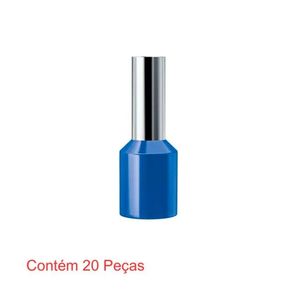 Terminal Pré-Isolado Tubolar Simples Para Fios e Cabos de 2,5mm² Azul 20 Peças - Sforplast (MP)