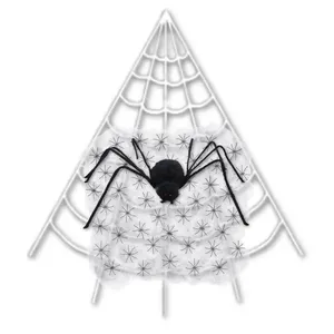 Kit Decoração Halloween Teia de Canto 5M e Aranha Gigante de Poliéster e Plástico Cromus Kit Decoração Halloween Teia de Canto 5M e Aranha Gigante Cromus