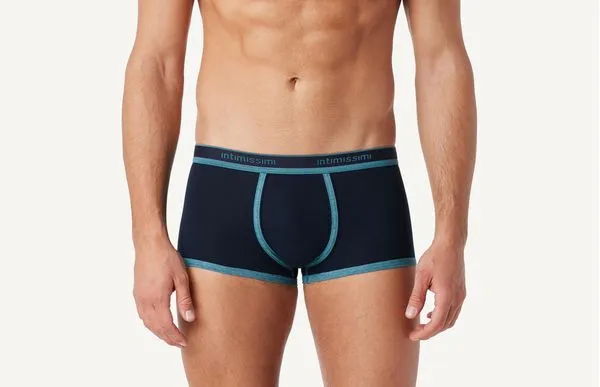 Boxer De Algodão Elástico Com Logotipo - Azul G