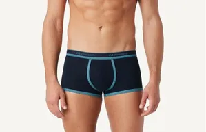 Boxer De Algodão Elástico Com Logotipo - Azul M