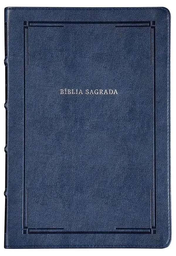 Bíblia Slim Nvi Letra Grande - Couro-Soft Azul - Luxo Barroca