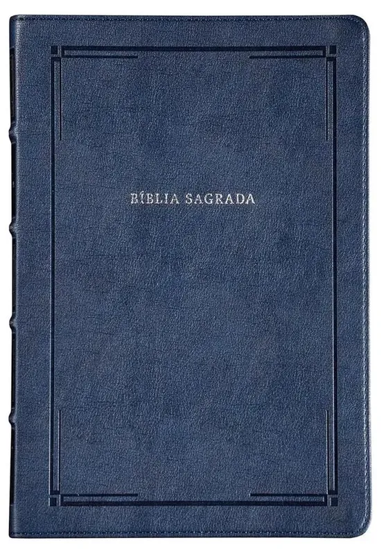 Bíblia Slim Nvi Letra Grande - Couro-Soft Azul - Luxo Barroca