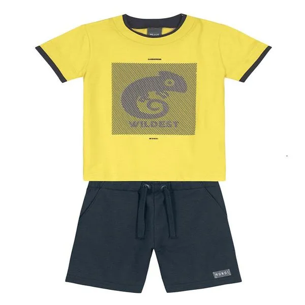 Conjunto - Camiseta e Bermuda - Algodão - Amarelo - Brandili Conjunto - Camiseta e Bermuda - Algodão - Tam 2 - Amarelo - Brandili