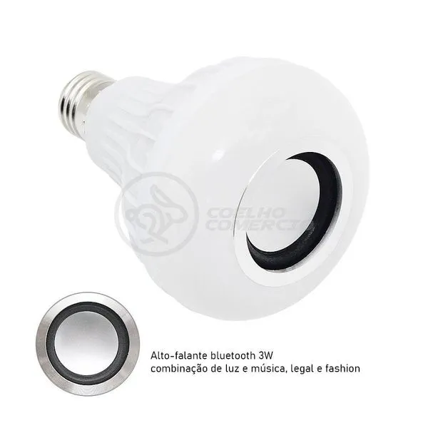 Lâmpada Led 12W E27 Rgb Colorida Com Caixa De Som