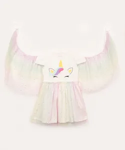 vestido infantil fantasia unicórnio colorido 6