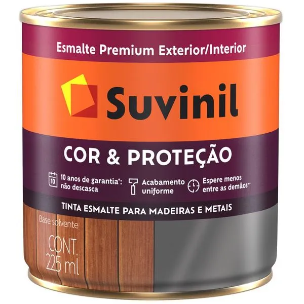 Tinta Esmalte Sintético Cor e Proteção Brilhante para Madeira e Metal 225ml Vermelho - 53382221 - SUVINIL