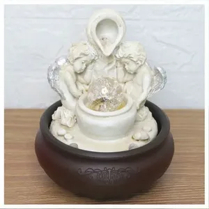 Fonte De água Decorativa Cascata Anjos Luz De Led Bivolt