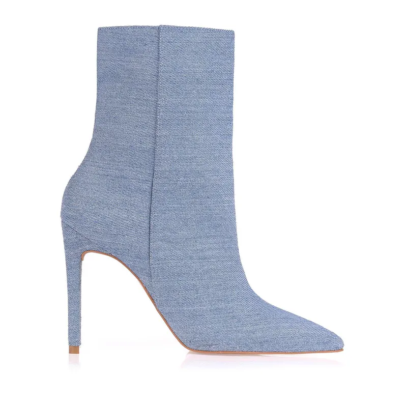 Bota Salto Alto Jeans Denim Denim