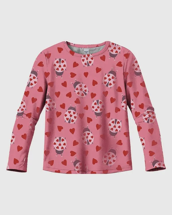 Blusa Infantil Menina Manga Longa Estampa Rotativa Em Algodão Malwee Kids Rosa - 4