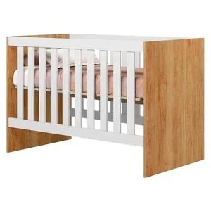 Berço Americano Soft MDF Amadeirado e Branco Acetinado Tigus Móveis Berço Americano Soft MDF Amadeirado e Branco Tigus Móveis