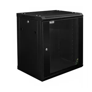 Rack de Parede 19 12U Mini para Rede com Porta de Vidro Temperado Preto Evus Rack de Parede 19 12U Mini para Equipamentos de Rede Preto Evus