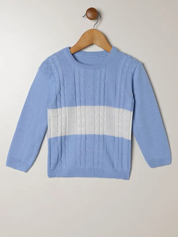 Blusão Tricot Infantil Para Menino - AZUL/OFF WHITE 2