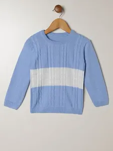 Blusão Tricot Infantil Para Menino - AZUL/OFF WHITE 2