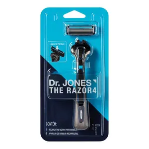 Kit Dr. Jones The Razor4 1 Aparelho de Barbear Recarregável + 1 Carga de Barbear