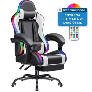 Cadeira Gamer Homall com Apoio para os Pés e Luzes RGB Preto/Branco A-MBI