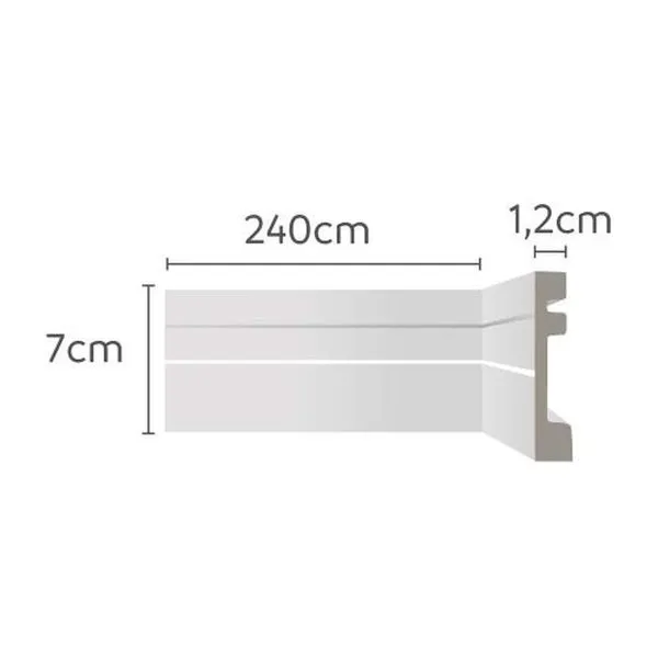 Rodapé Ecopremium para Acabamento em Ambientes Residenciais e Comerciais com Material Resistente Branco Ecomex Rodapé Ecopremium 2,40M para Acabamento com Material Resistente Branco Ecomex