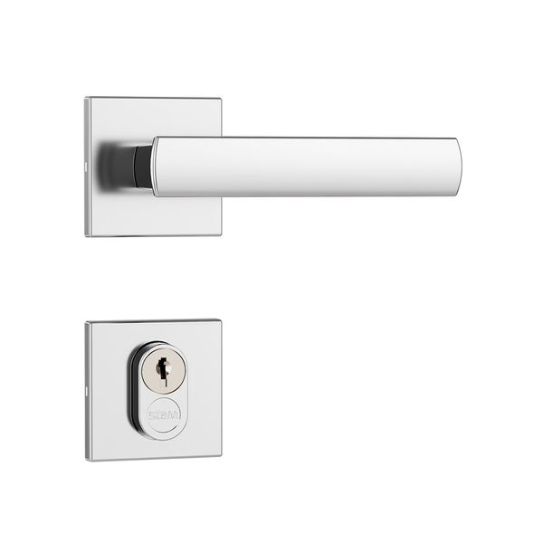 Fechadura Externa Roseta Quadrada 1601/39 55MM Inox Cromado Stam Fechadura Externa Roseta Quadrada 1601/39 55MM Inox Cromado