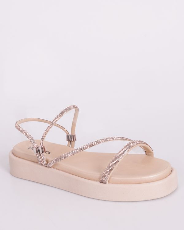 Sandália Feminina Donatta Flat com Strass Bege 38