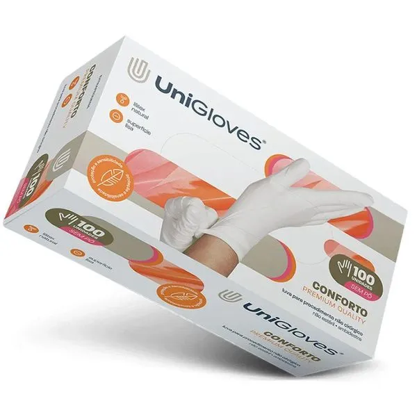 Luva de Procedimento Unigloves Premium Sem Pó M Unigloves 100 Unidades