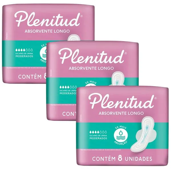 Kit 3 Absorventes Plenitud Femme Normal - 24 Unidades