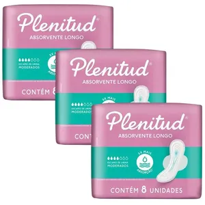 Kit 3 Absorventes Plenitud Femme Normal - 24 Unidades