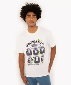camiseta de algodão harry potter manga curta branca M