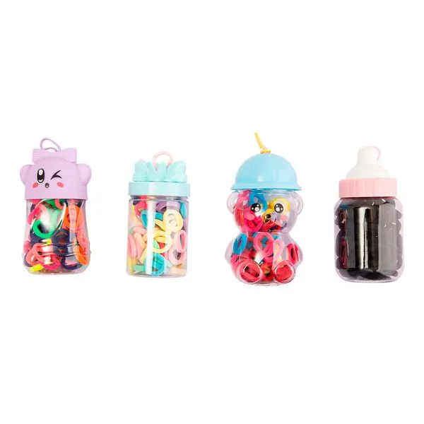 Kit Elásticos Para Cabelo Funny Sortido 60 Unidades Plástico Tpu E Plástico Pe 7x6,2x15cm LM4135 - honeyhome